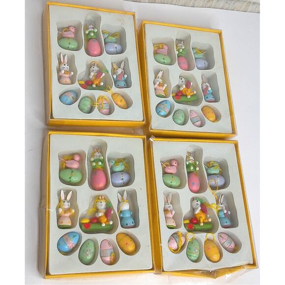 Vintage Wooden Easter Ornaments Set of 10 - Picture 5 of 6